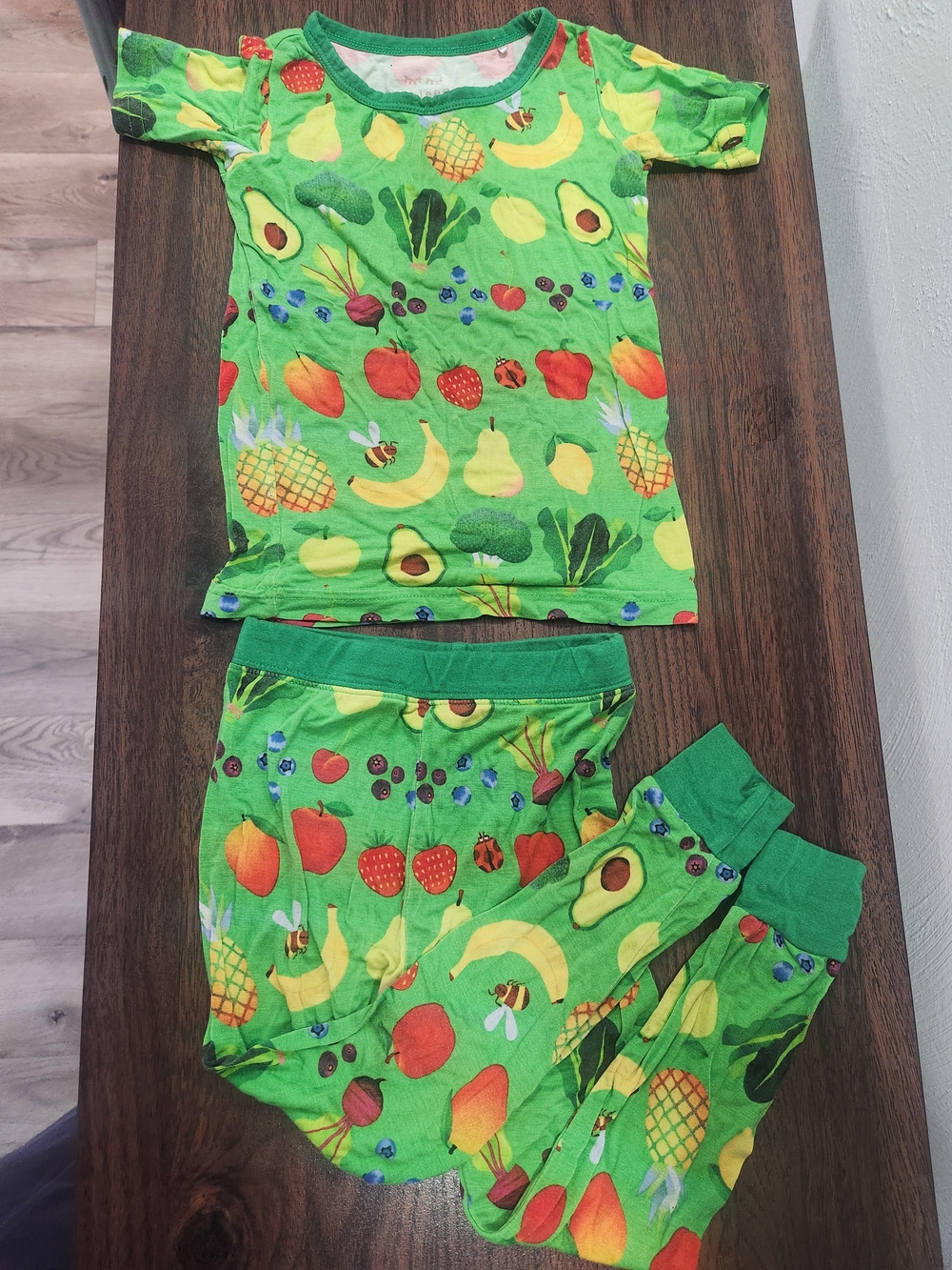 Little Sleepies Bright Green Fruit Print Pajama Set